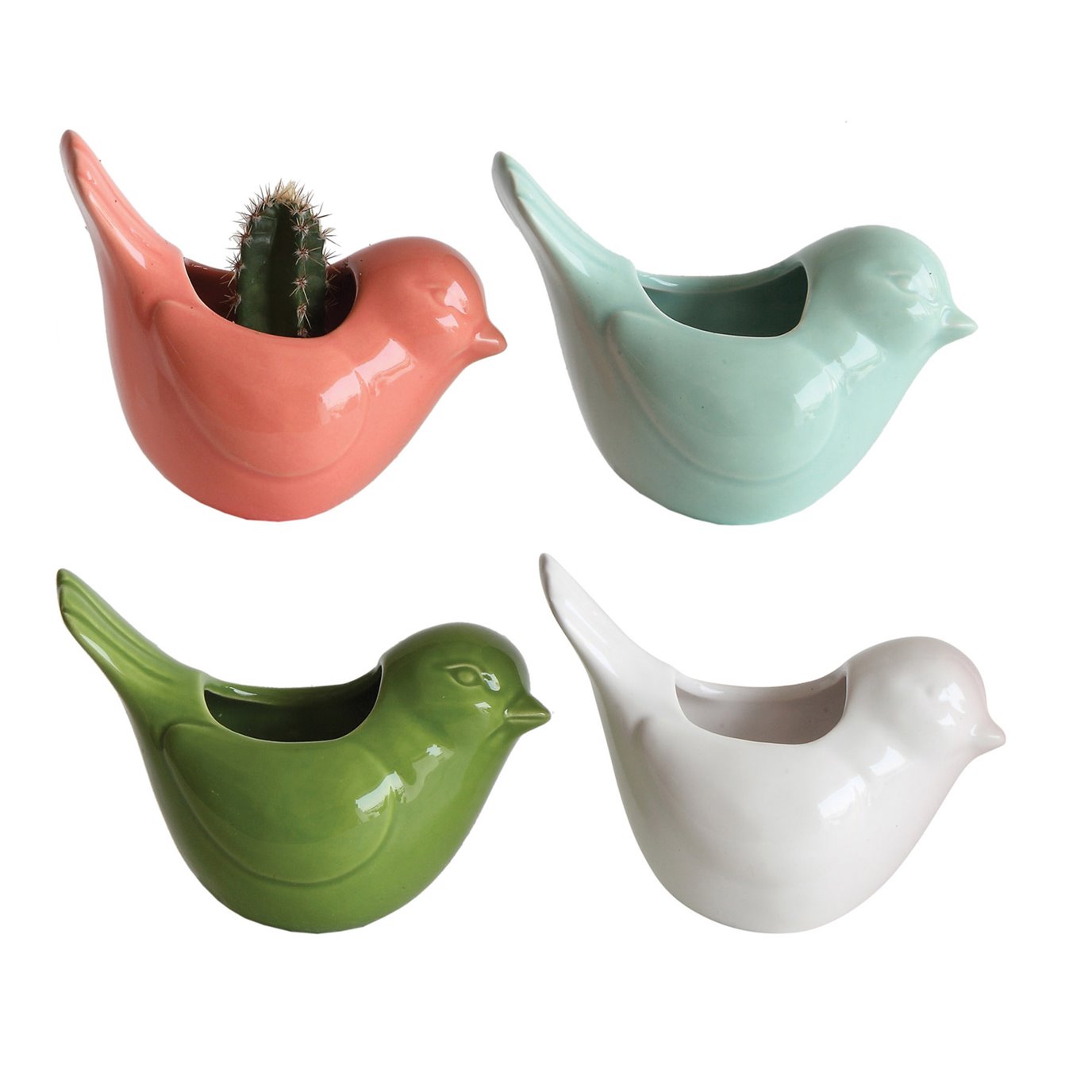 Stoneware Bird Shaped Vases with Magnets (Set of 4 Colors)