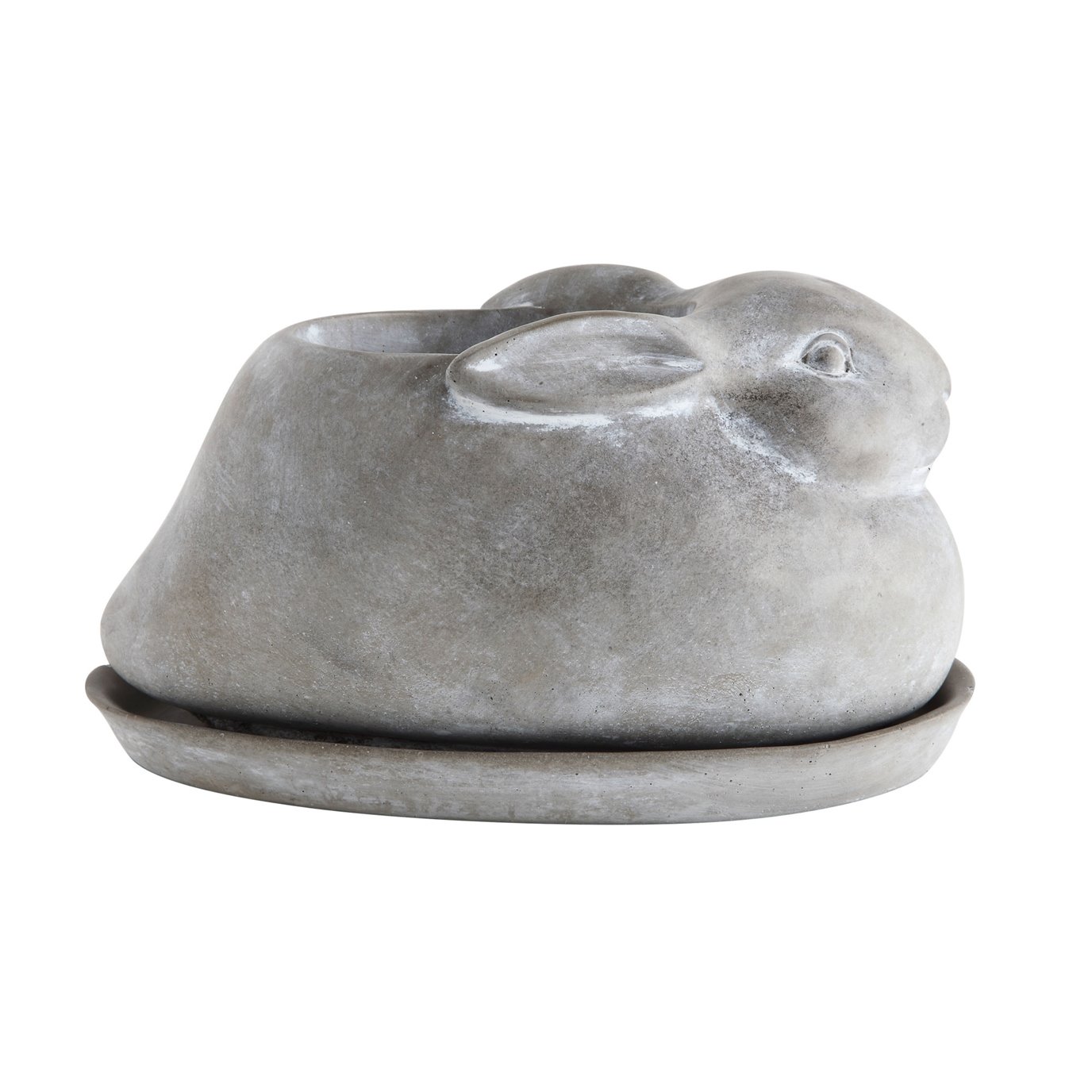 Cement Rabbit Planter with Saucer (Set of 2 Pieces)