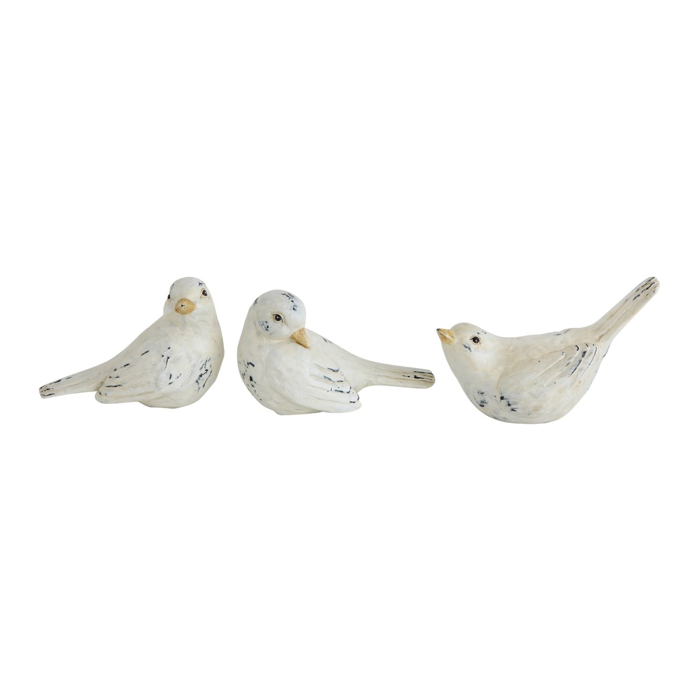 Resin Birds with Distressed White Finishes (Set of 3 Designs)