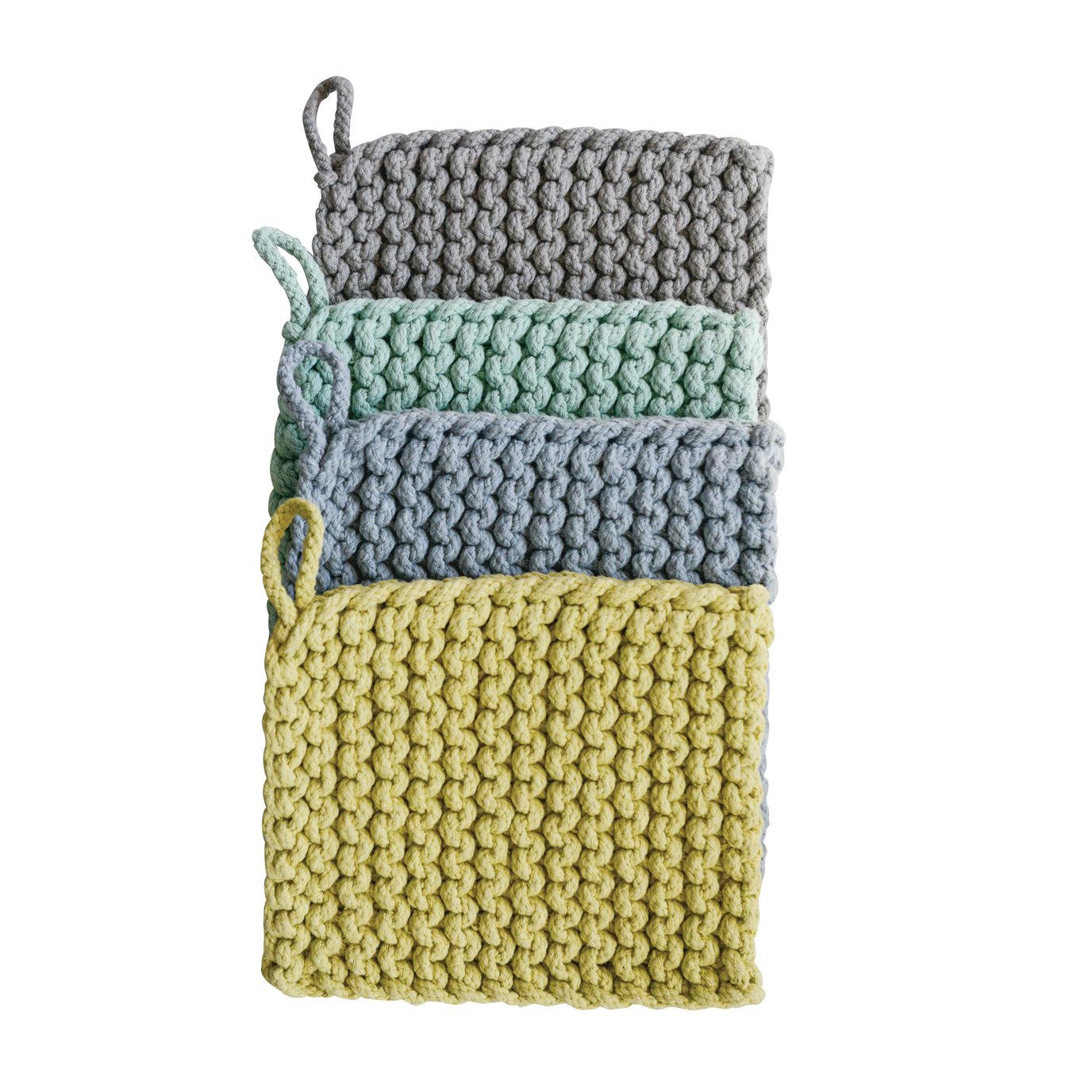 Cotton Crocheted Square Potholders (Set of 4 Colors)