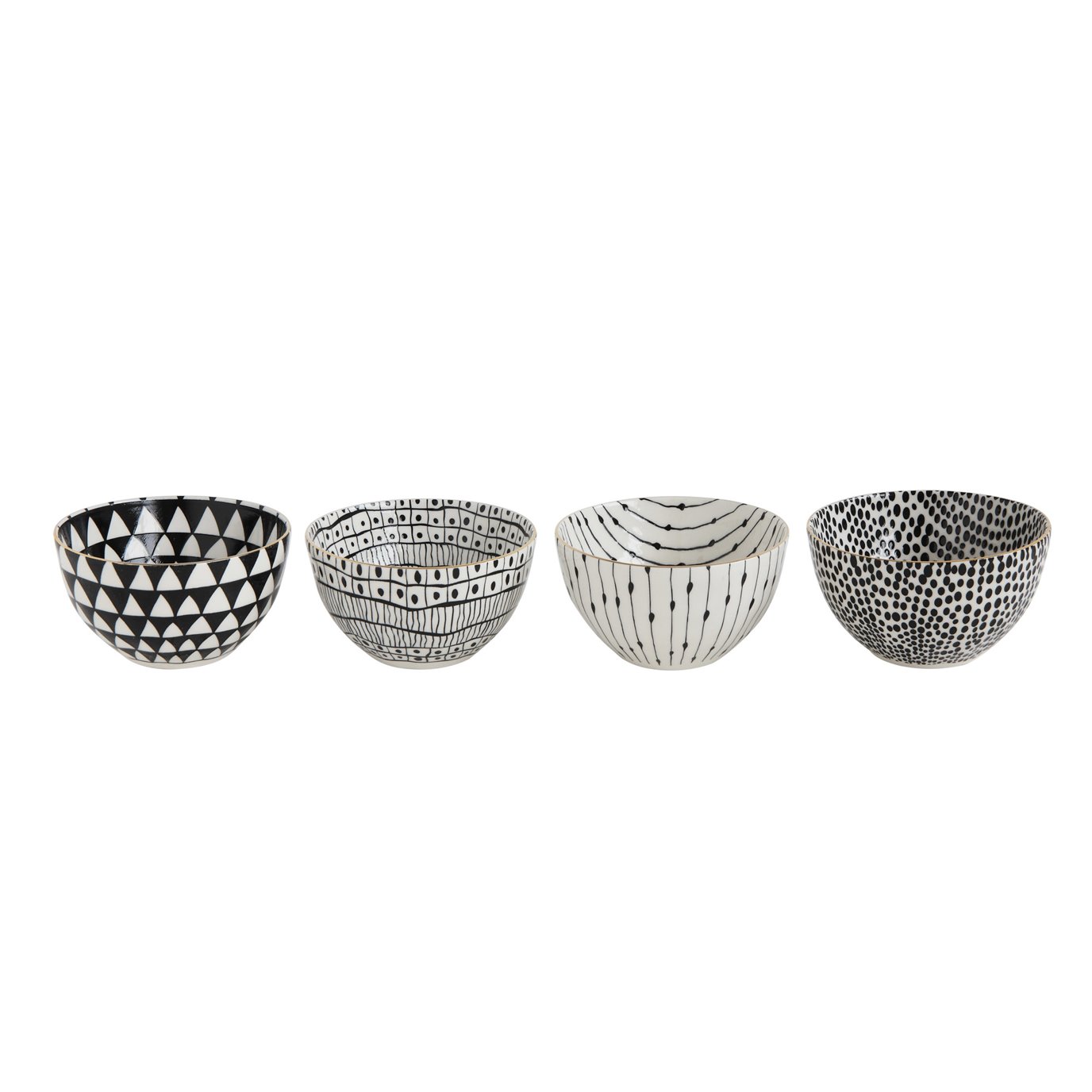 White & Black Bowls with Varying Designs (Set of 4 Designs)
