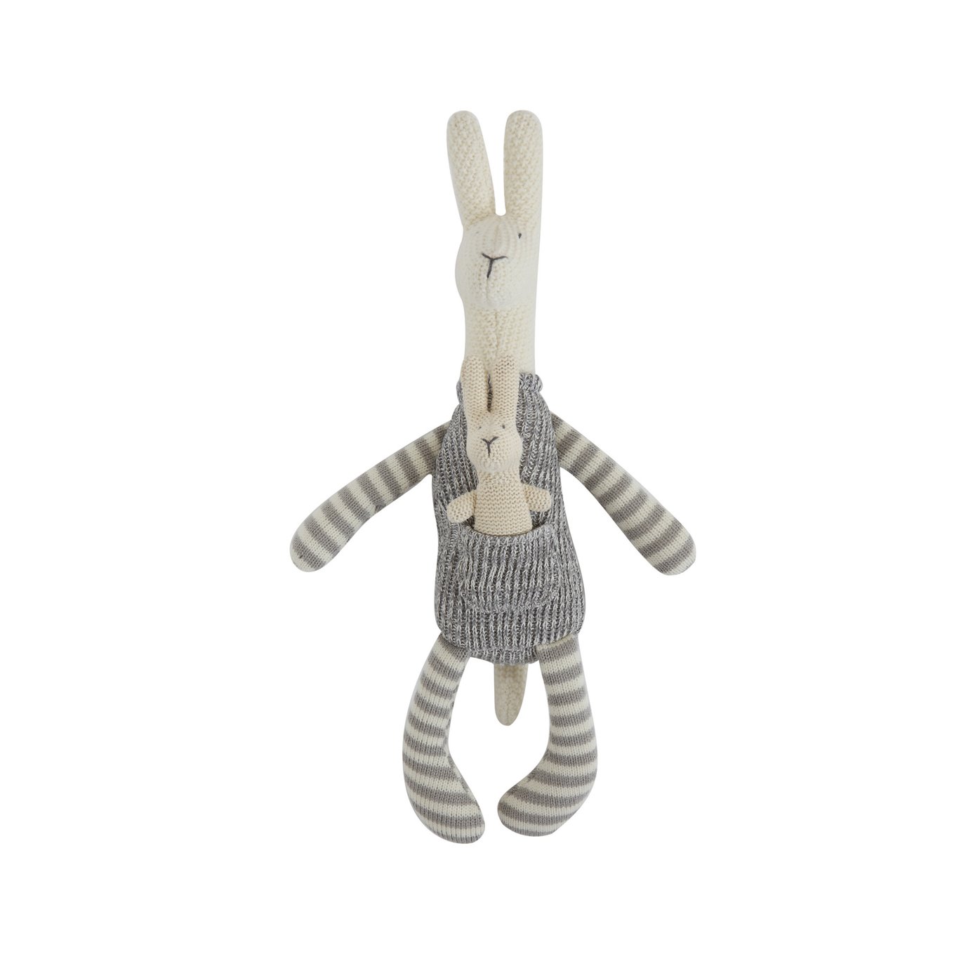 Grey Polyester & Cotton Knit Kangaroo with Baby
