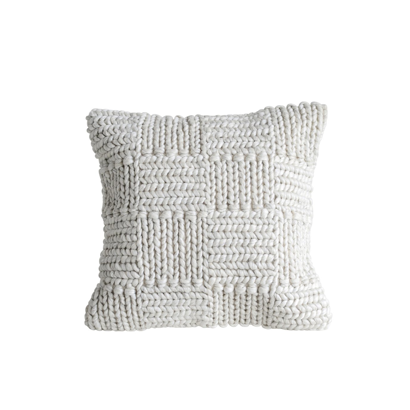 Square Wool Knit Pillow in Cream