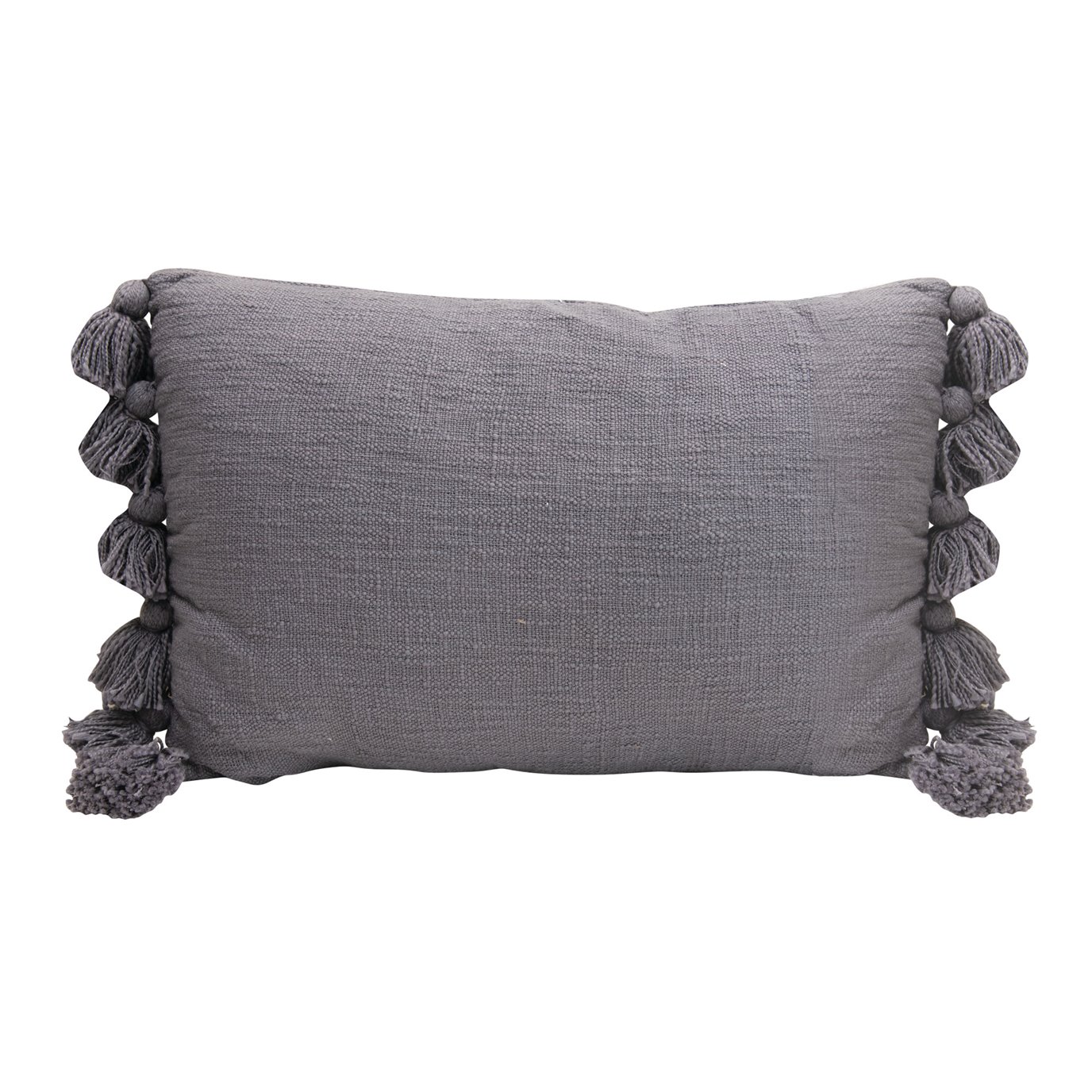 Lumbar Blue w/Tassels Cotton Slub Pillow