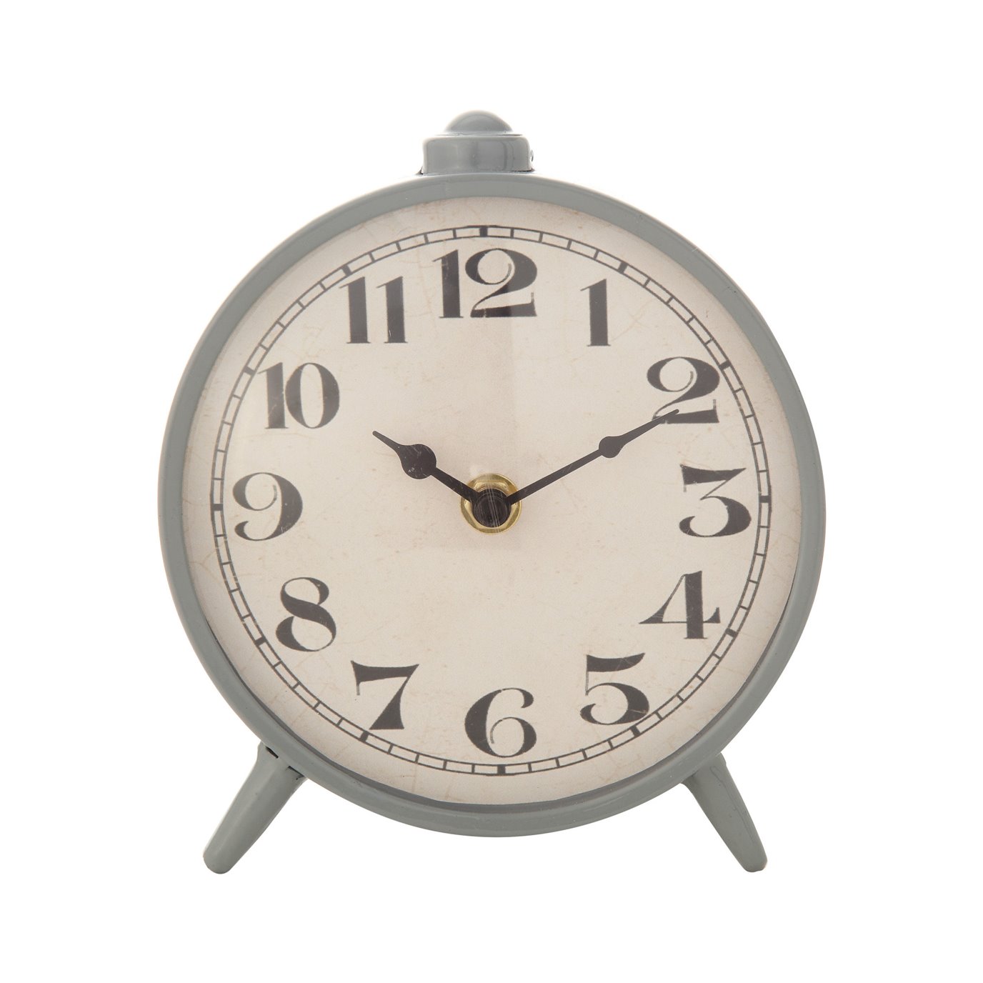 Round Grey Metal Mantel Clock