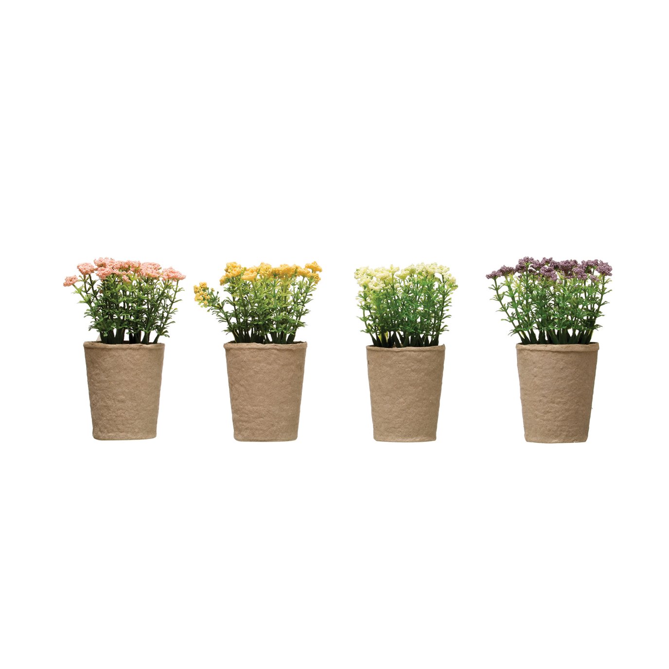 4" Round x 6-1/2"H Faux Blooming Plant in Paper Pot (Set of 4 Colors)