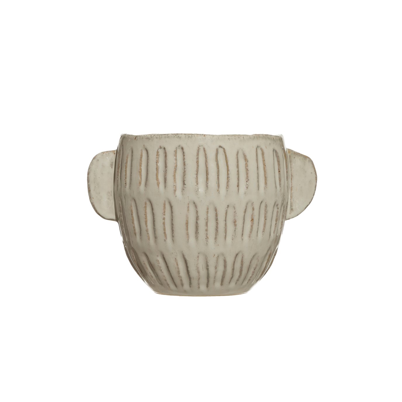 Embossed Stoneware Planter with Reactive Glaze Finish (Holds 7" Pot/Each one will vary)