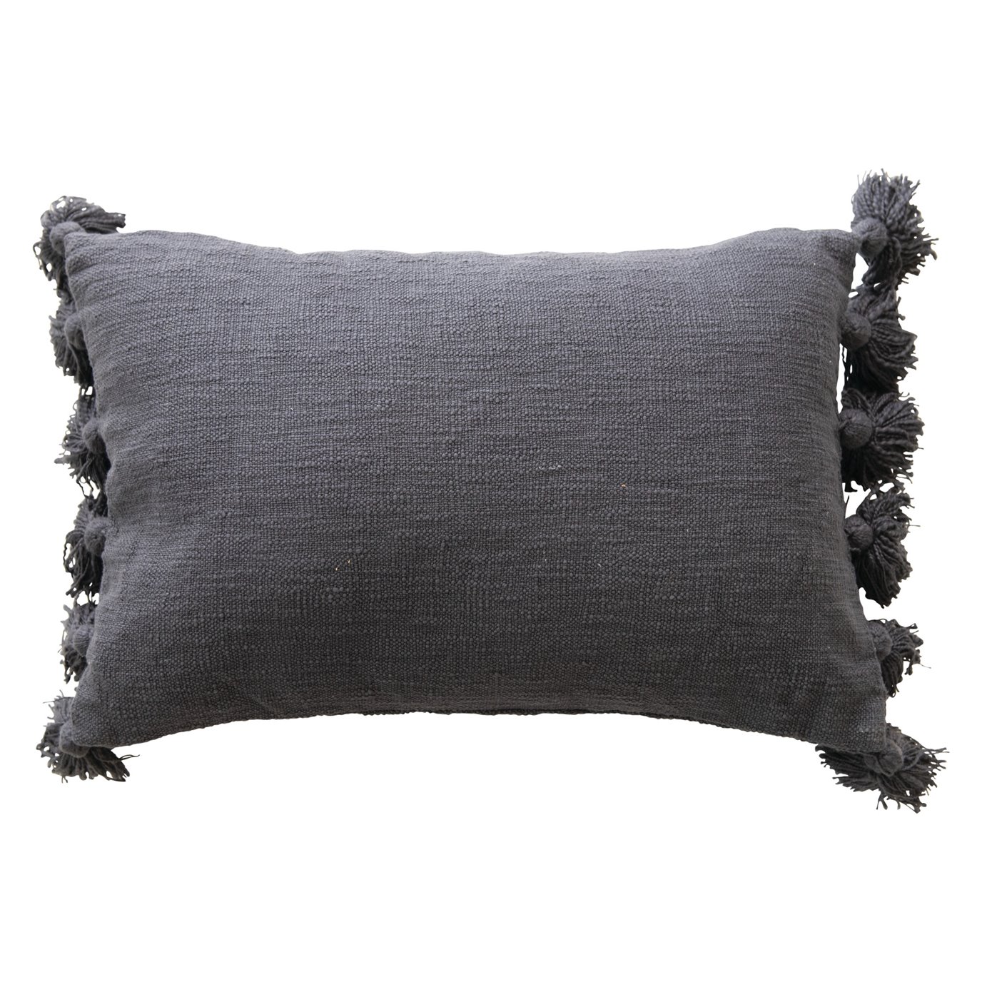 Lumbar Midnight Blue w/Tassels Cotton Slub Pillow
