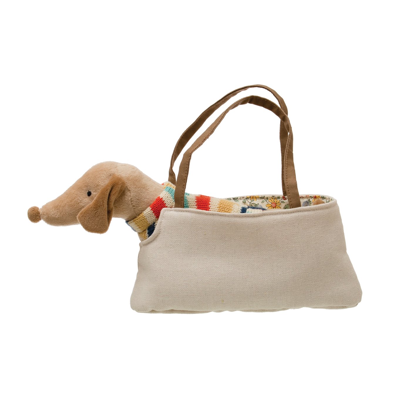 Cotton Removable Brown Dachshund in Dog Carrier