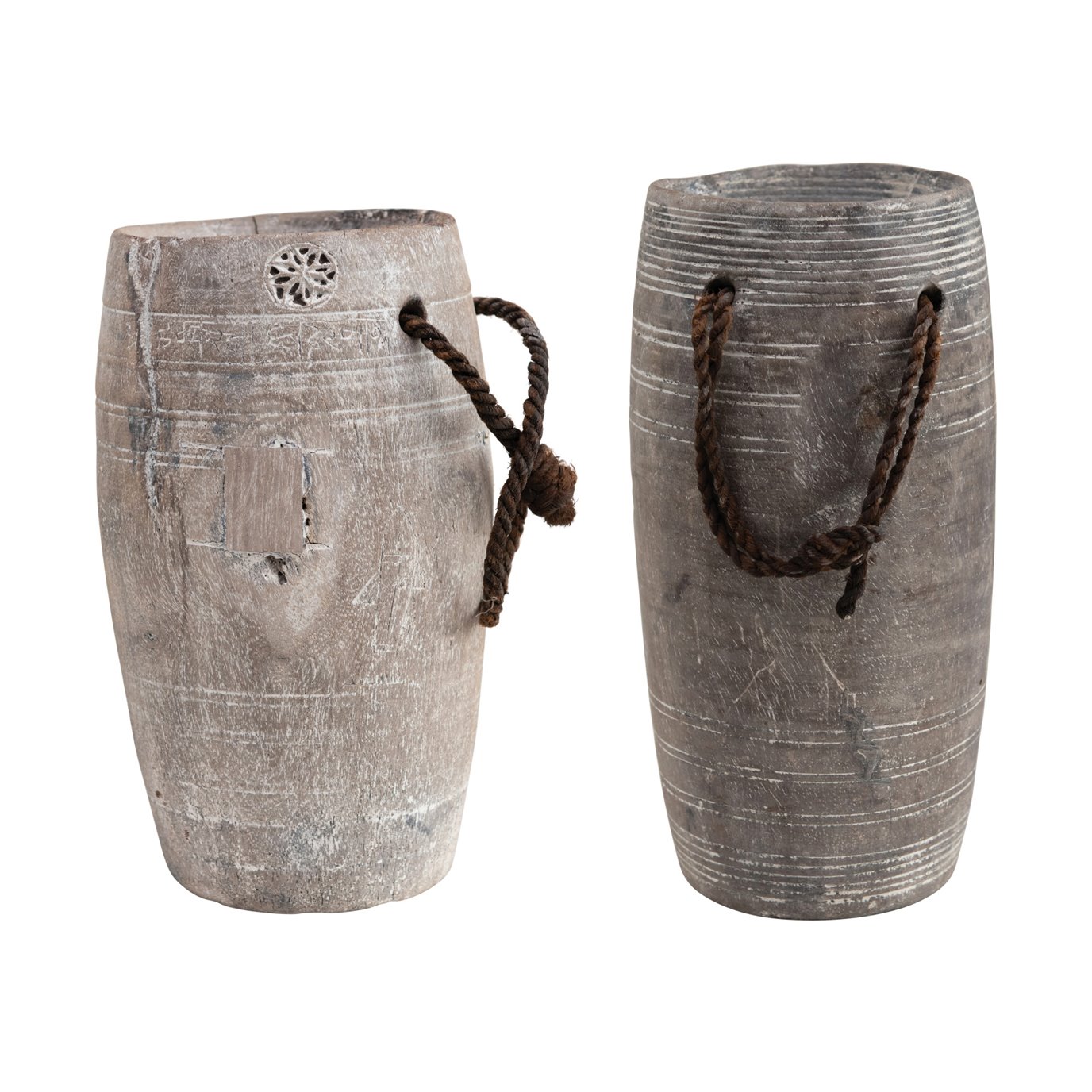 Found Wood Jug w/ Rope Handle (Each One Will Vary)