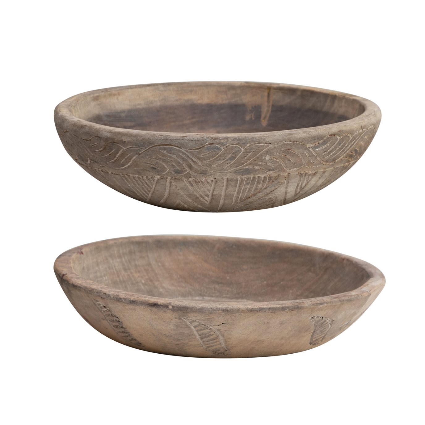 Round Found Hand-Carved Wood Bowl Wall Décor (Each One Will Vary)