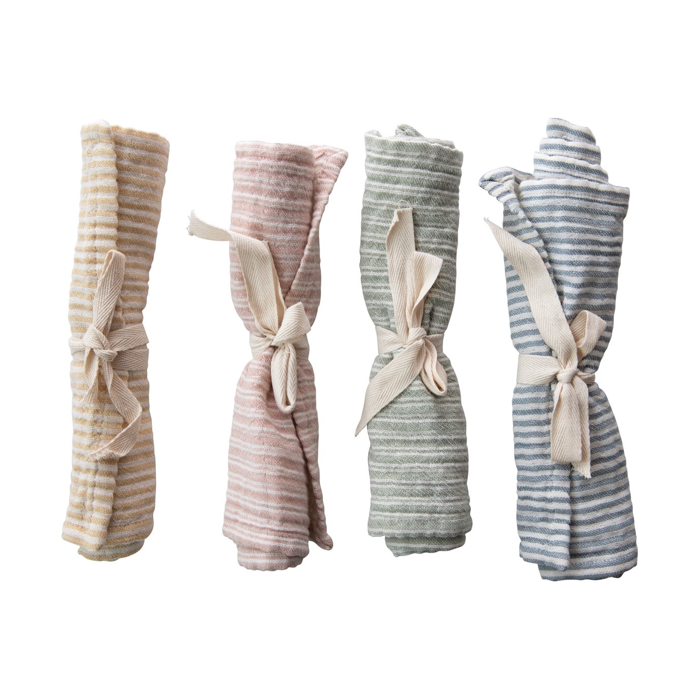 Woven Cotton Burp Cloth w/ Stripes, 4 Colors
