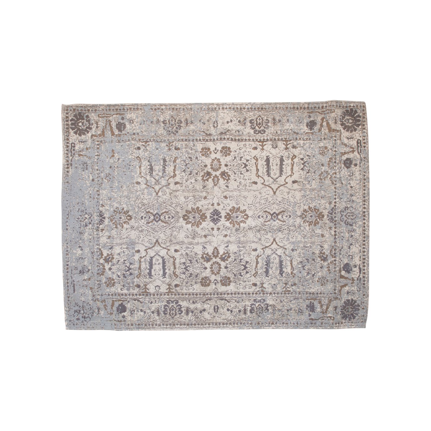 Distressed Finish Woven Cotton Printed Rug