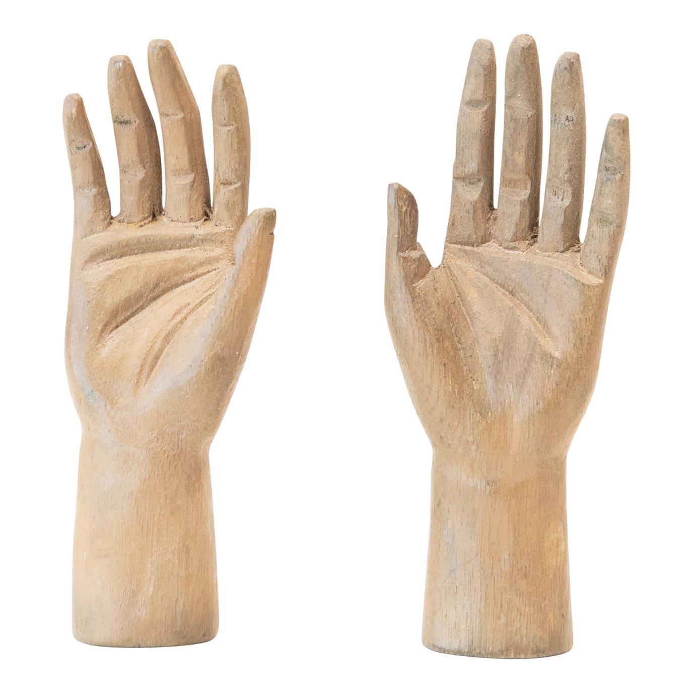 Hand-Carved Mango Wood Hands, Painted Finish, Set of 2 (Each One Will Vary)