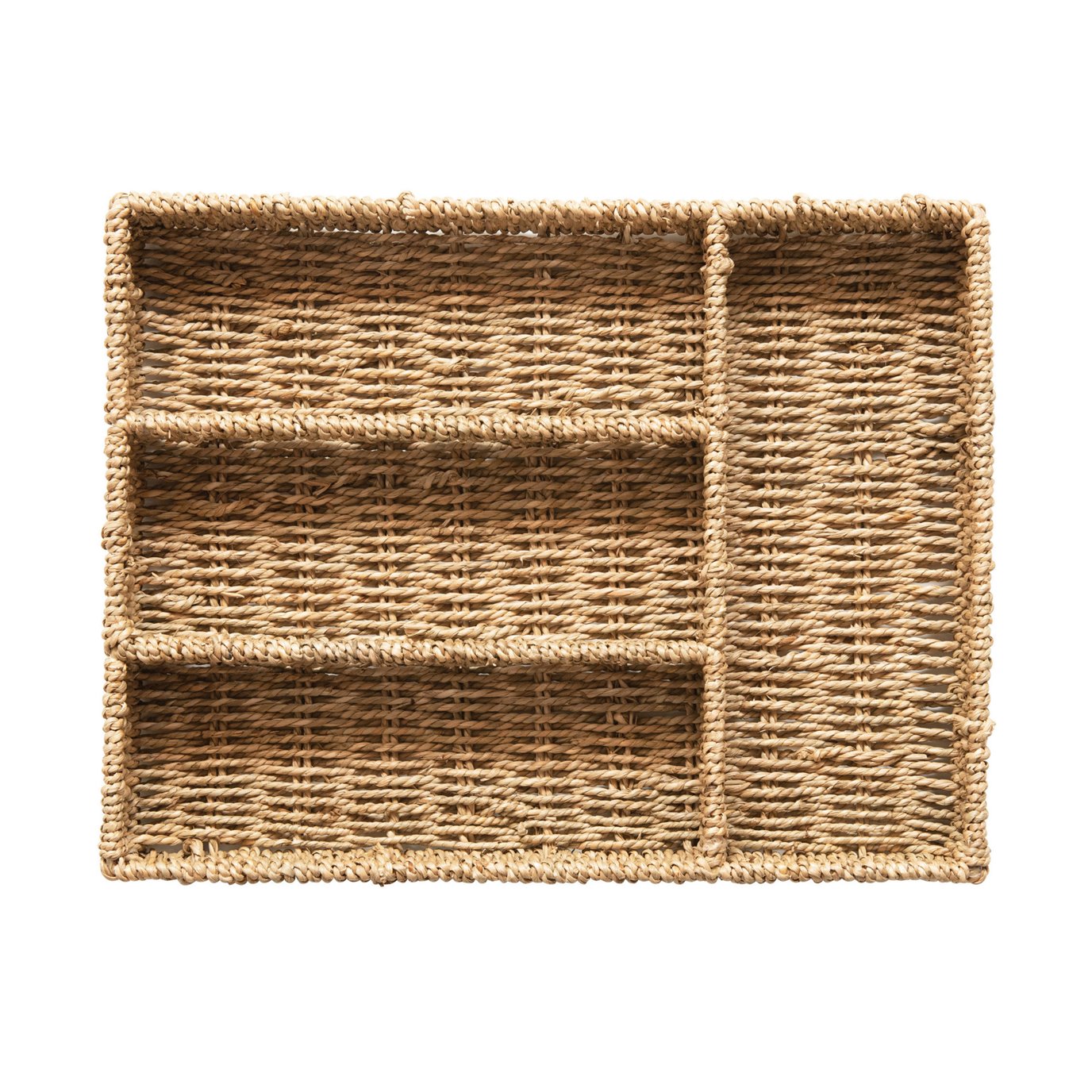 Hand-Woven Seagrass Tray with 4 Sections, Natural