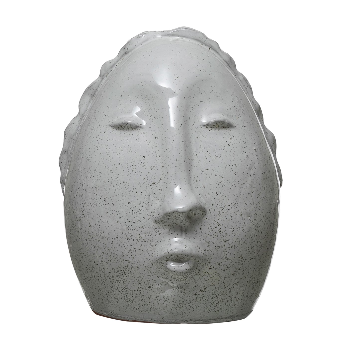 Terra-cotta Face, White Reactive Glaze (Each One Will Vary)