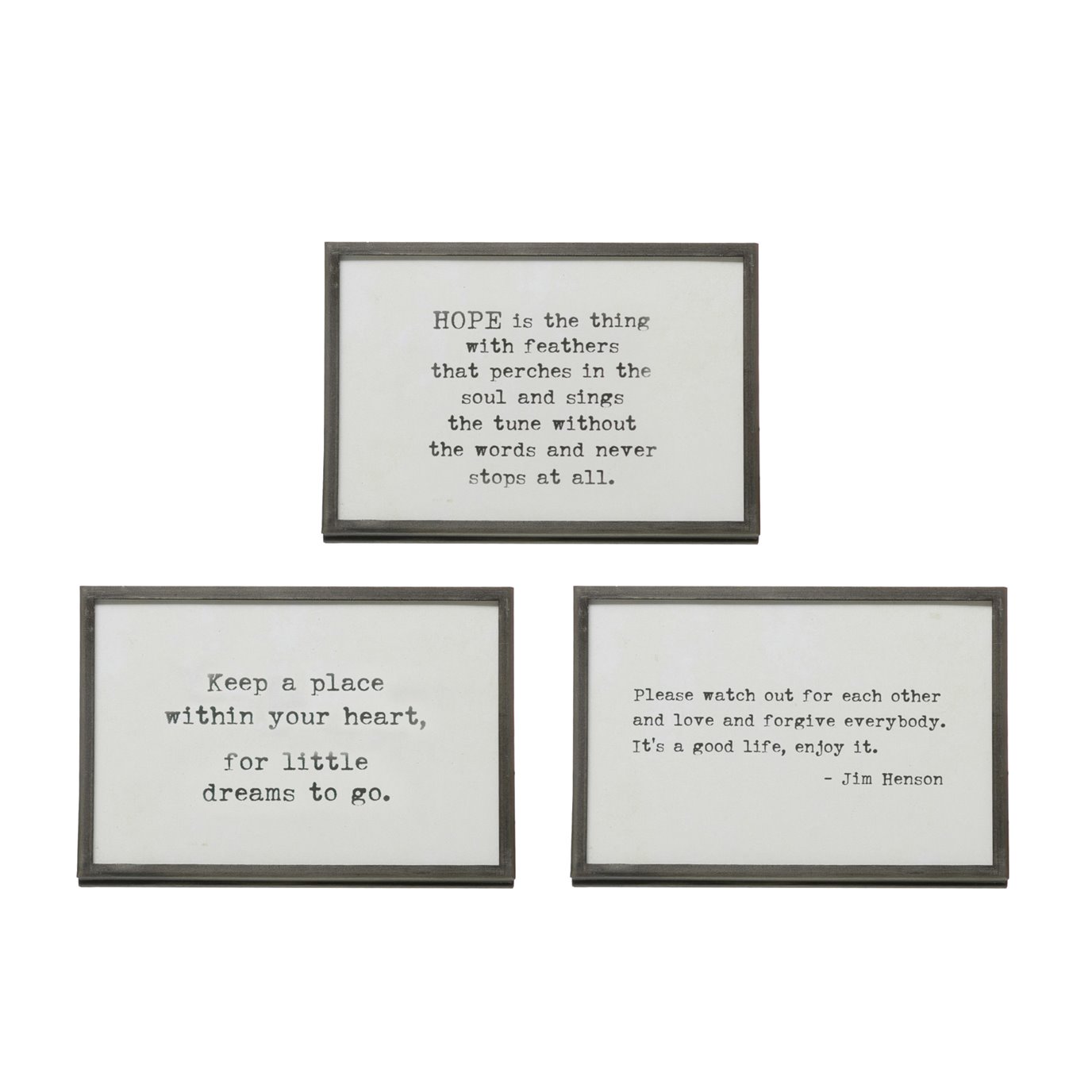 Metal & Glass Frame w/ Easel & Saying, 3 Styles
