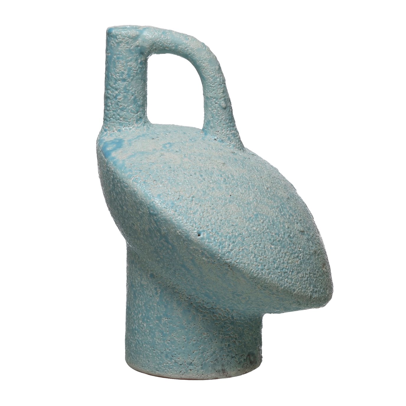 Terra-cotta Vase with Handle, Volcano Finish, Aqua (Each One Will Vary)