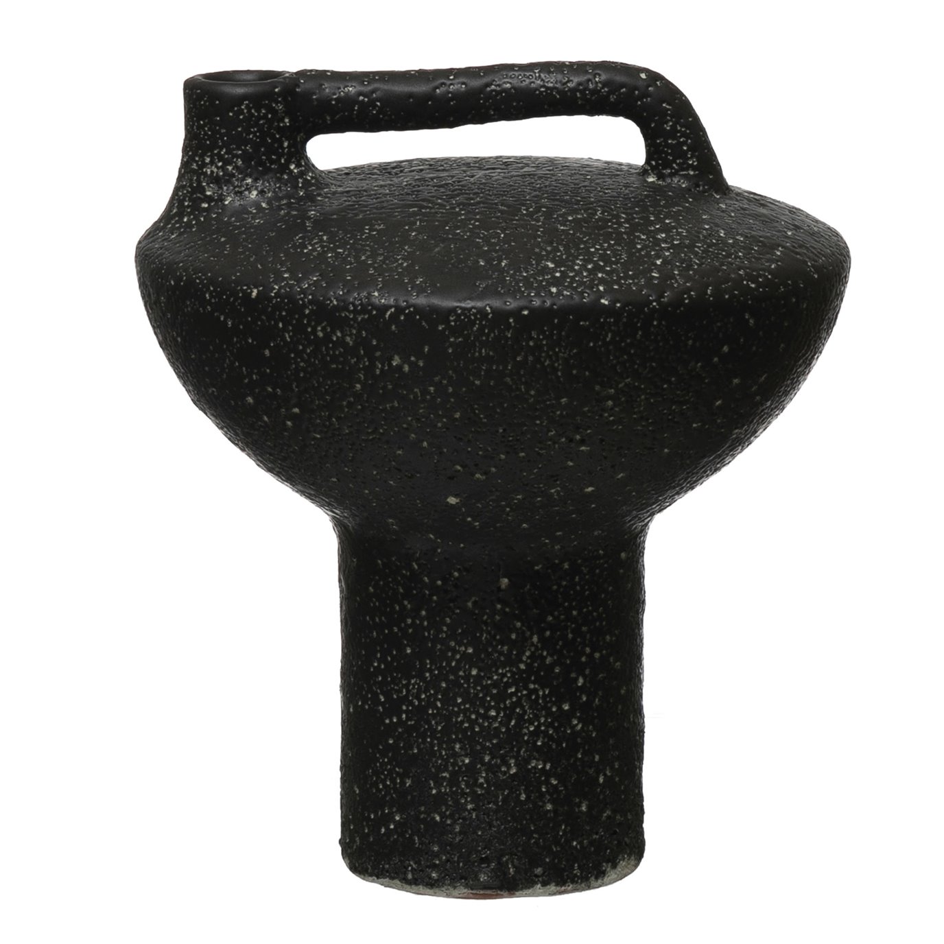 Terra-cotta Vase with Handle, Volcano Finish, Black (Each One Will Vary)
