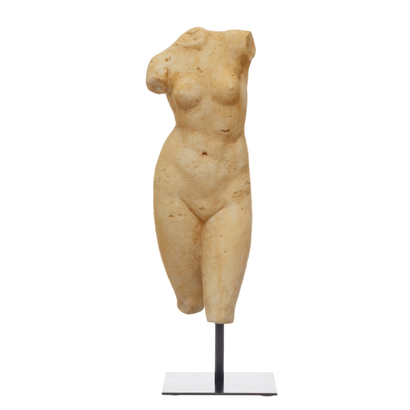 Resin Female Body Figure on Metal Stand, Plaster Finish