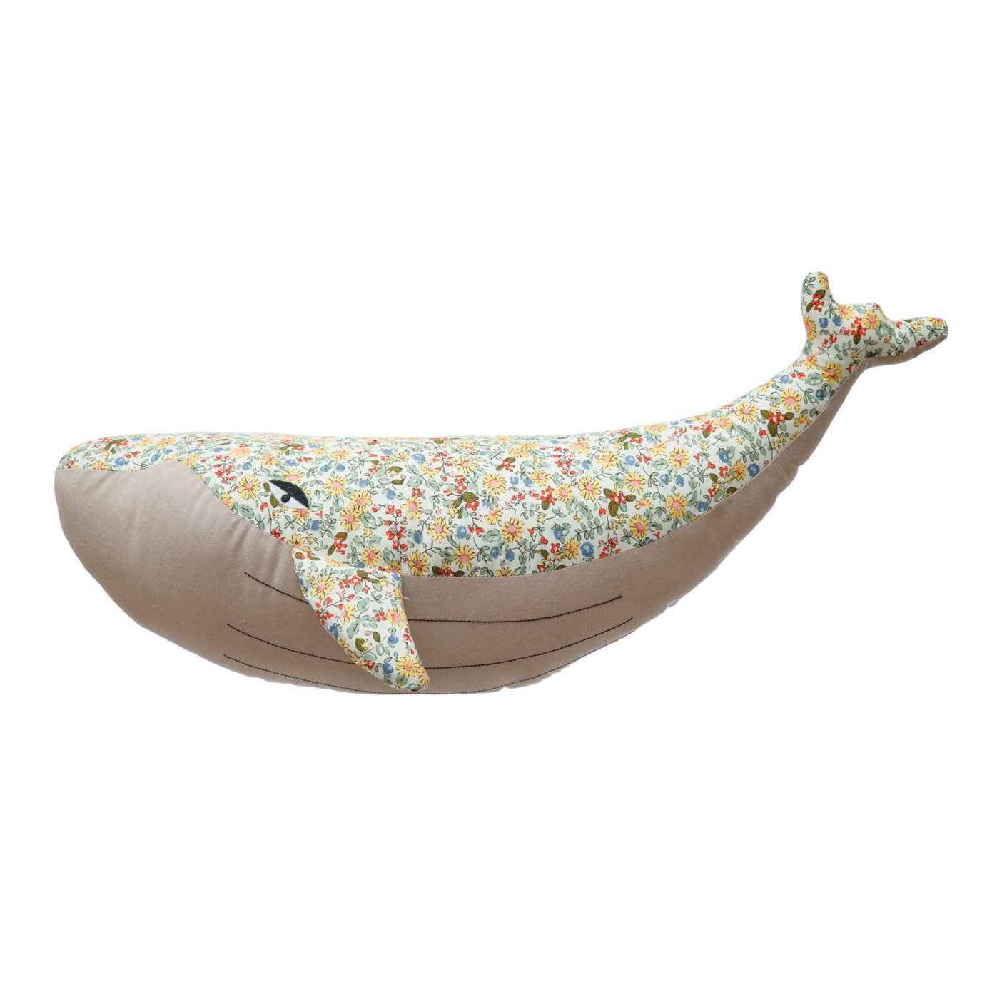 Plush Whale with Floral Print Fabric, Multi Color