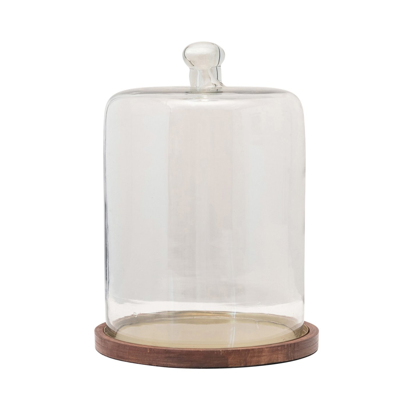 Glass Cloche with Wood & Metal Base, Set of 2