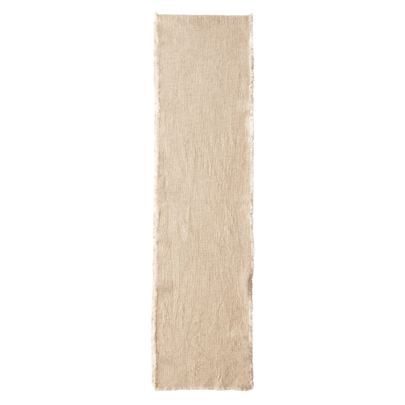 Linen Blend Table Runner with Frayed Edges, Natural