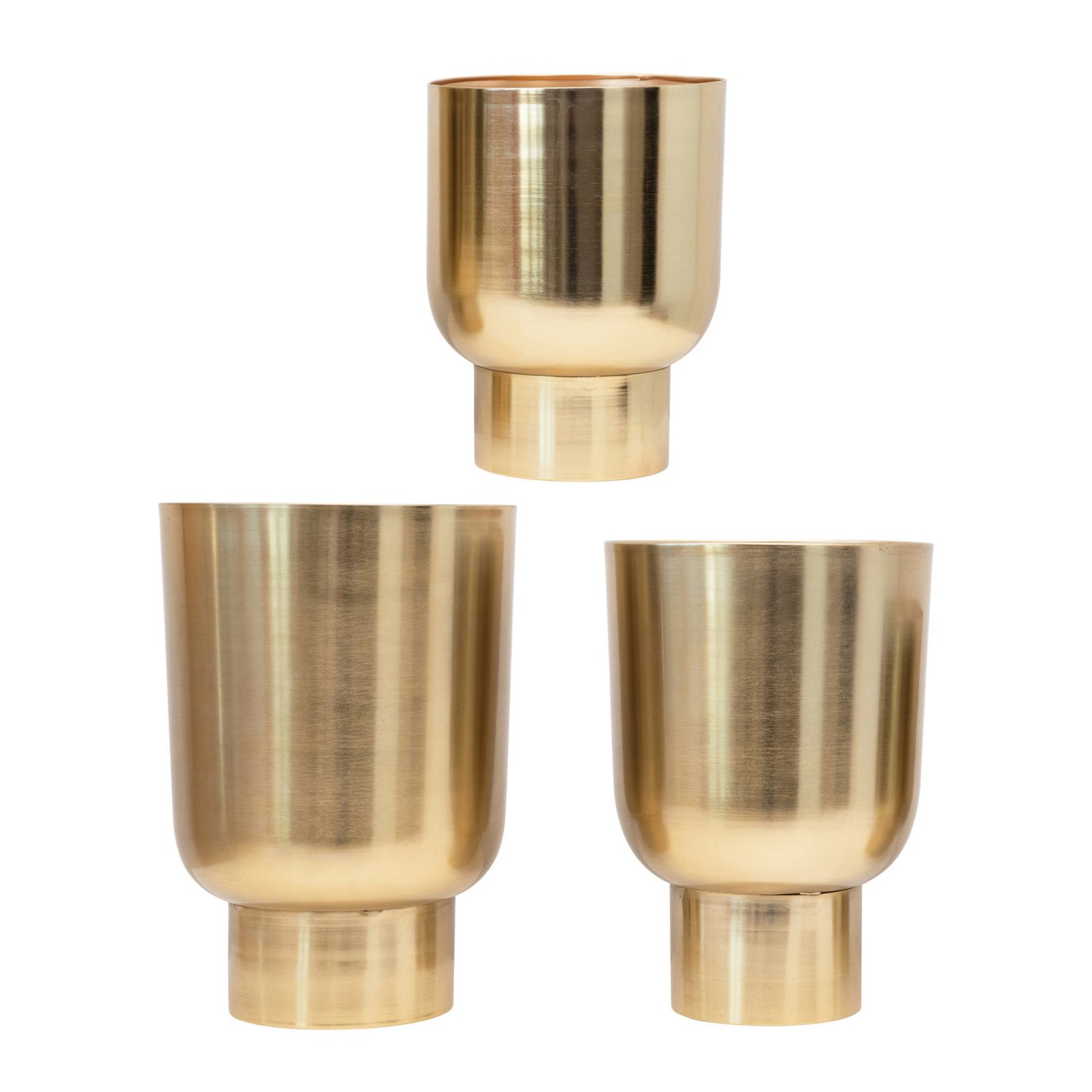Metal Planters, Gold Finish, Set of 3 (Holds 10", 9" & 8" Pots)