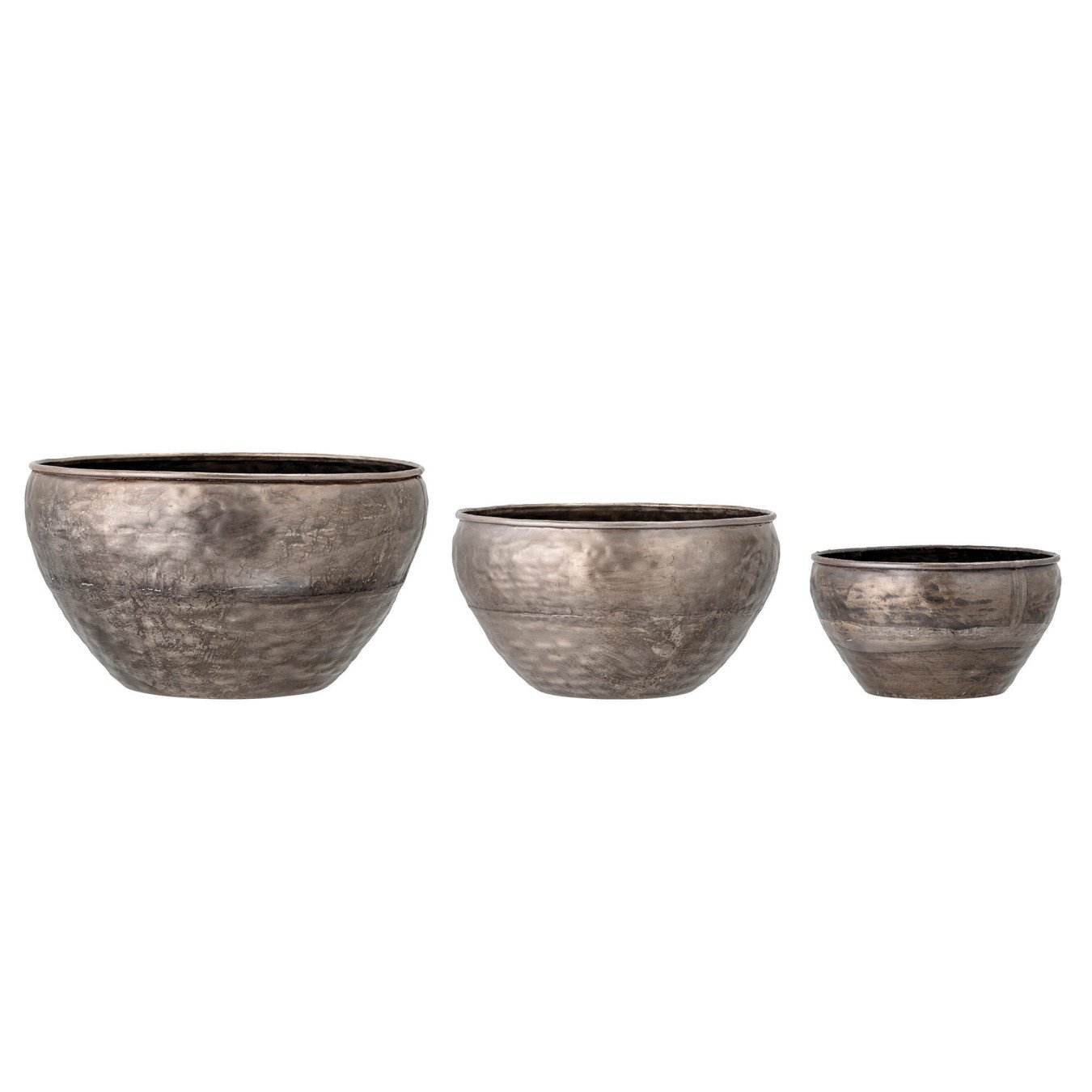 Galvanized Metal Planters, Set of 3 by Bloomingville