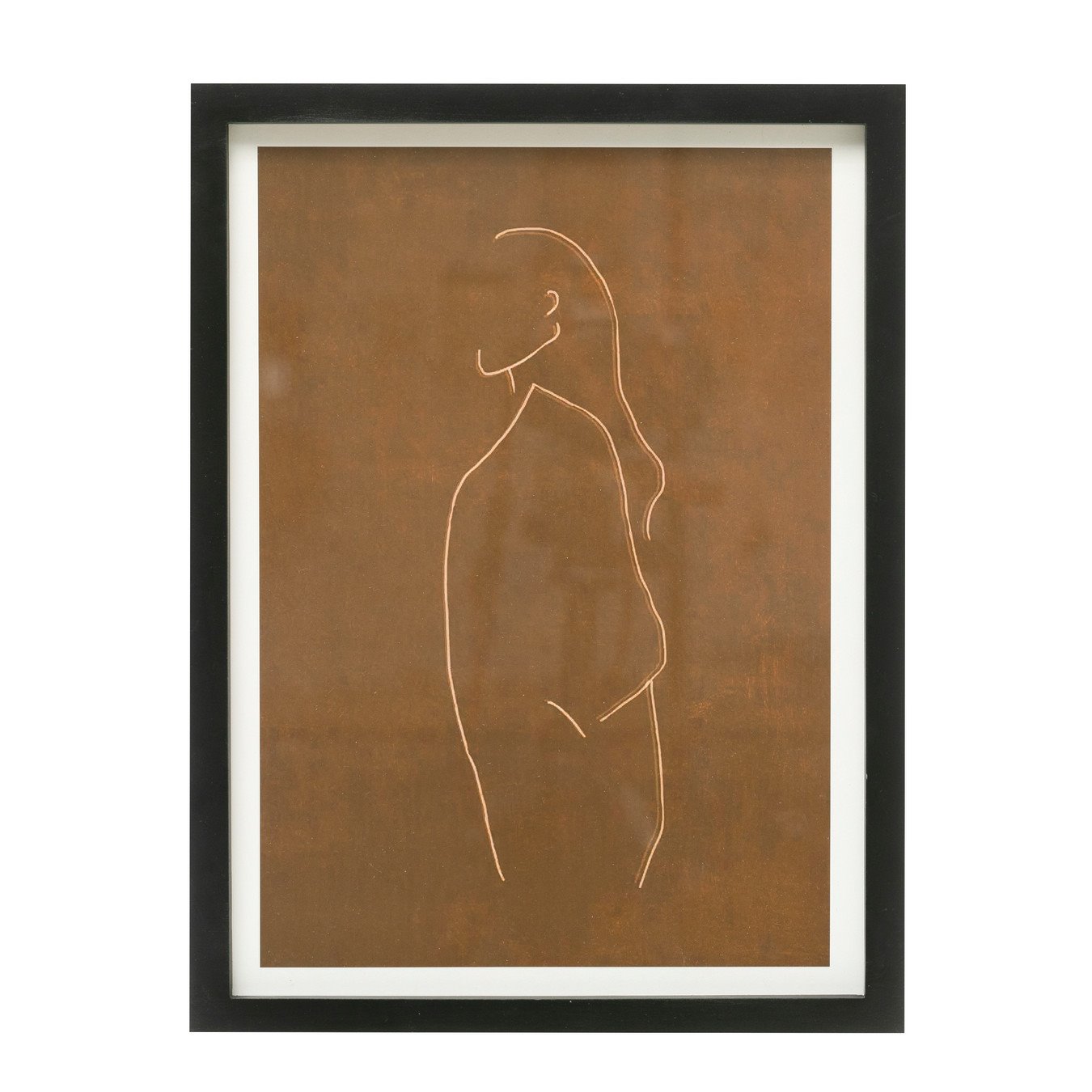 Wood Framed Glass Wall Décor with Abstract Figure, 11.75 in. x 15.75 in.