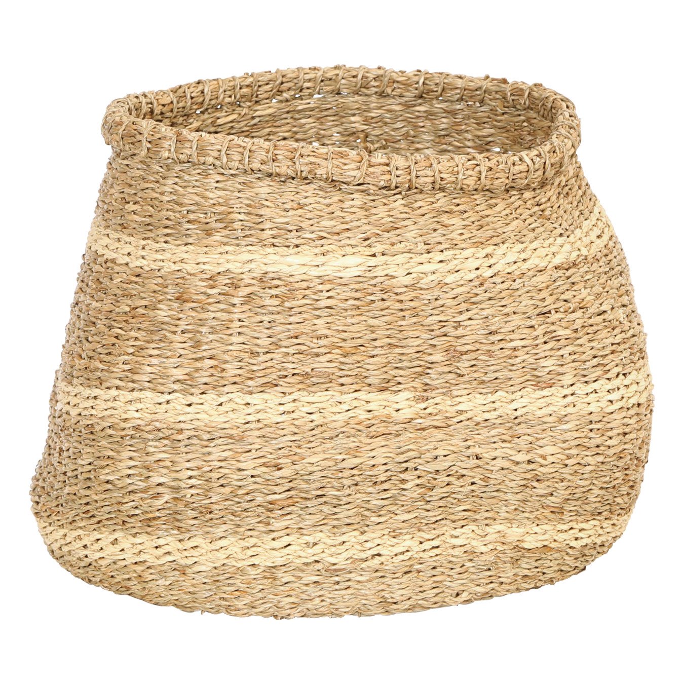 15"R Handwoven Seagrass Basket with Stripes