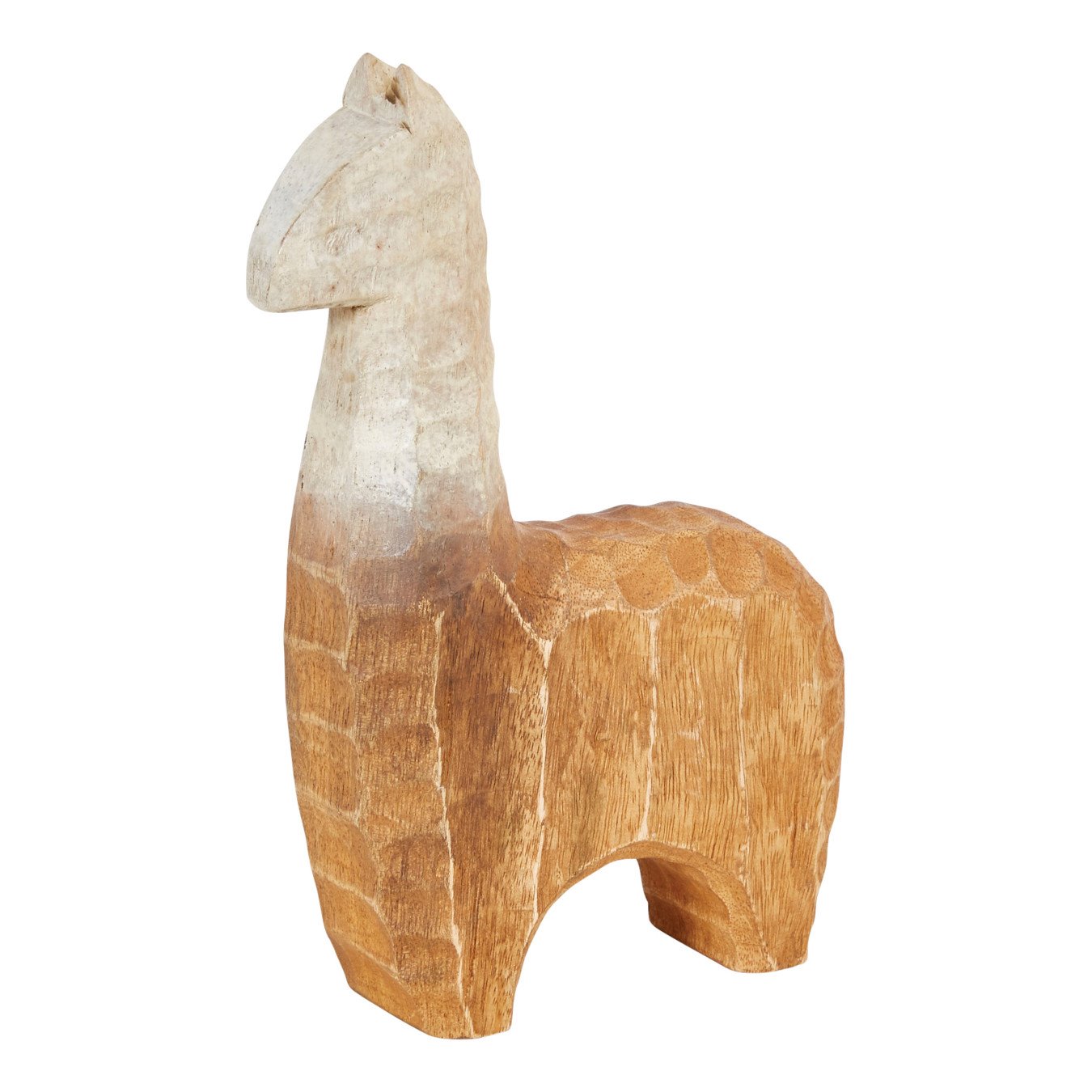 10"H Hand-Carved Mango Wood Llama Figurine with Distressed Ombre Finish