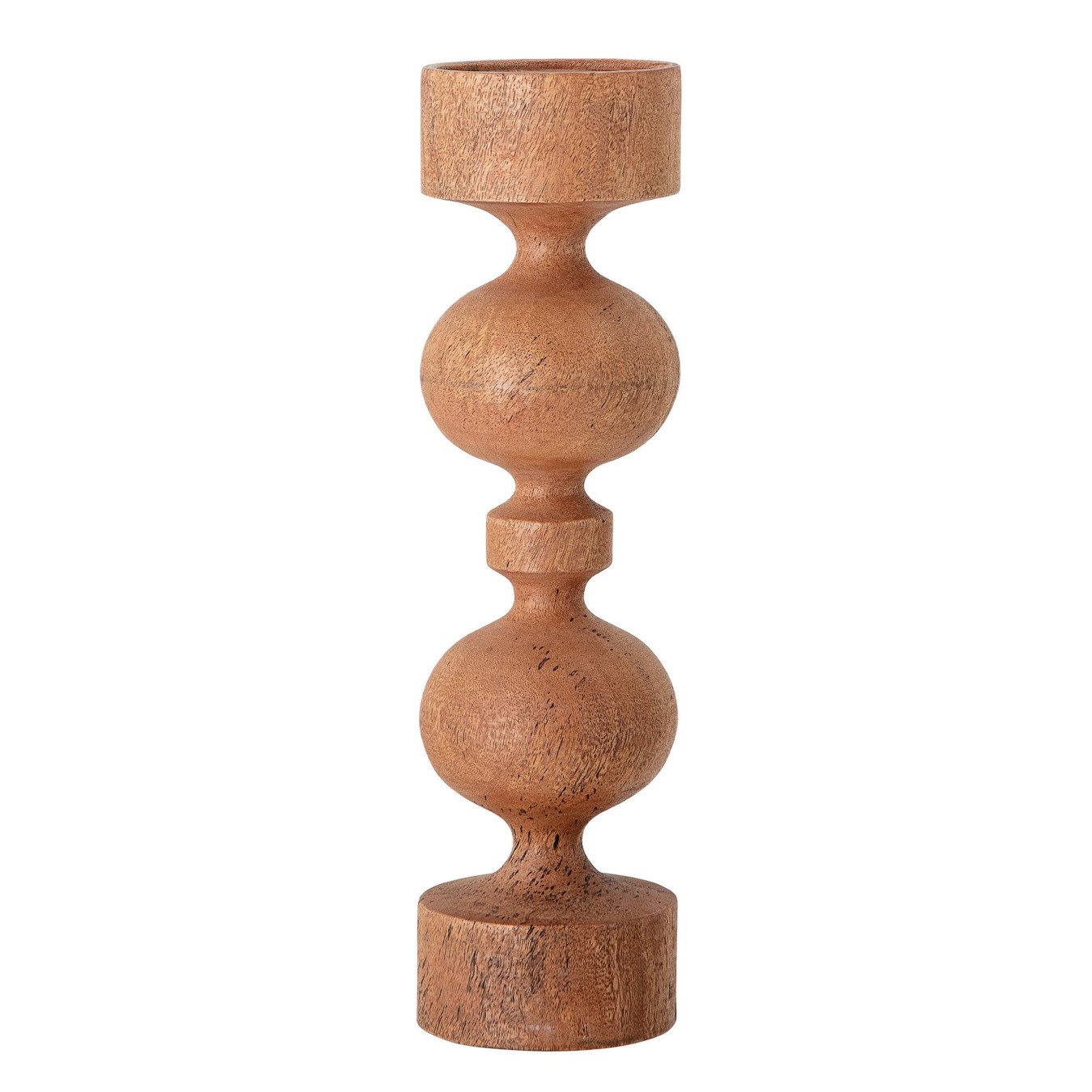 18"H Carved Mango Wood Candleholder (Holds 4" Pillar Candle)