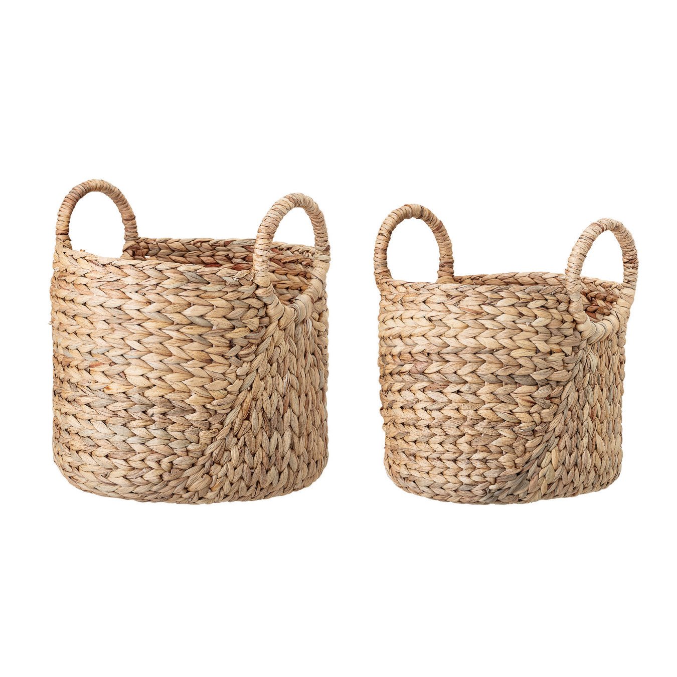 Handwoven Beige Seagrass Baskets with Round Handles (Set of 2 Sizes)