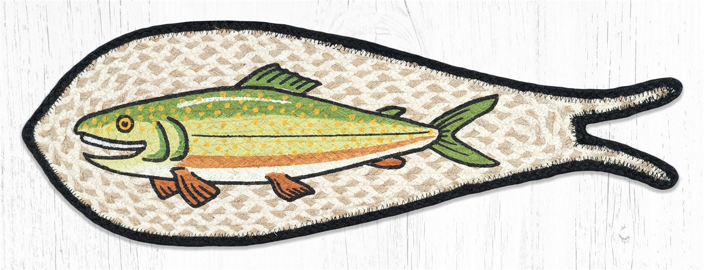 Trout Printed Braided Fish Shaped Rug 9"x26" by Earth Rugs