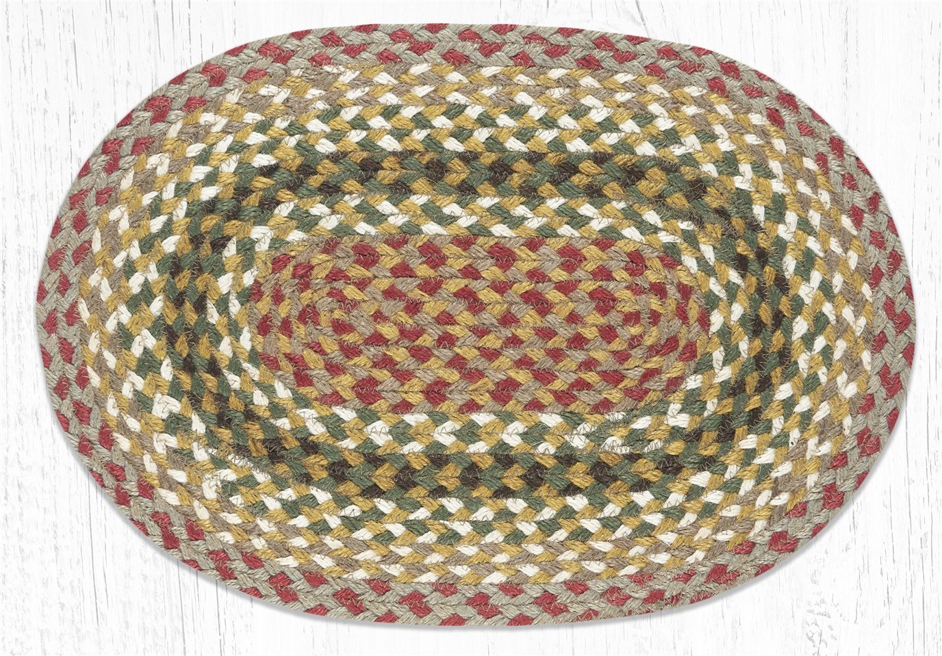Olive/Burgundy/Gray Jute Braided Placemat 13"x19"