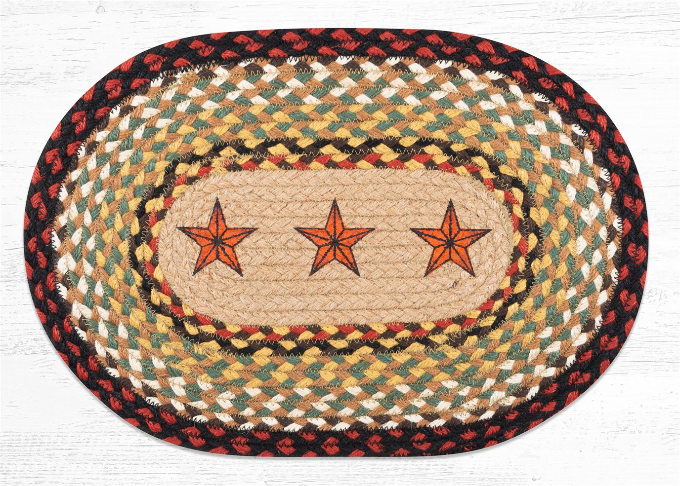 Barn Stars Oval Braided Placemat 13"x19"