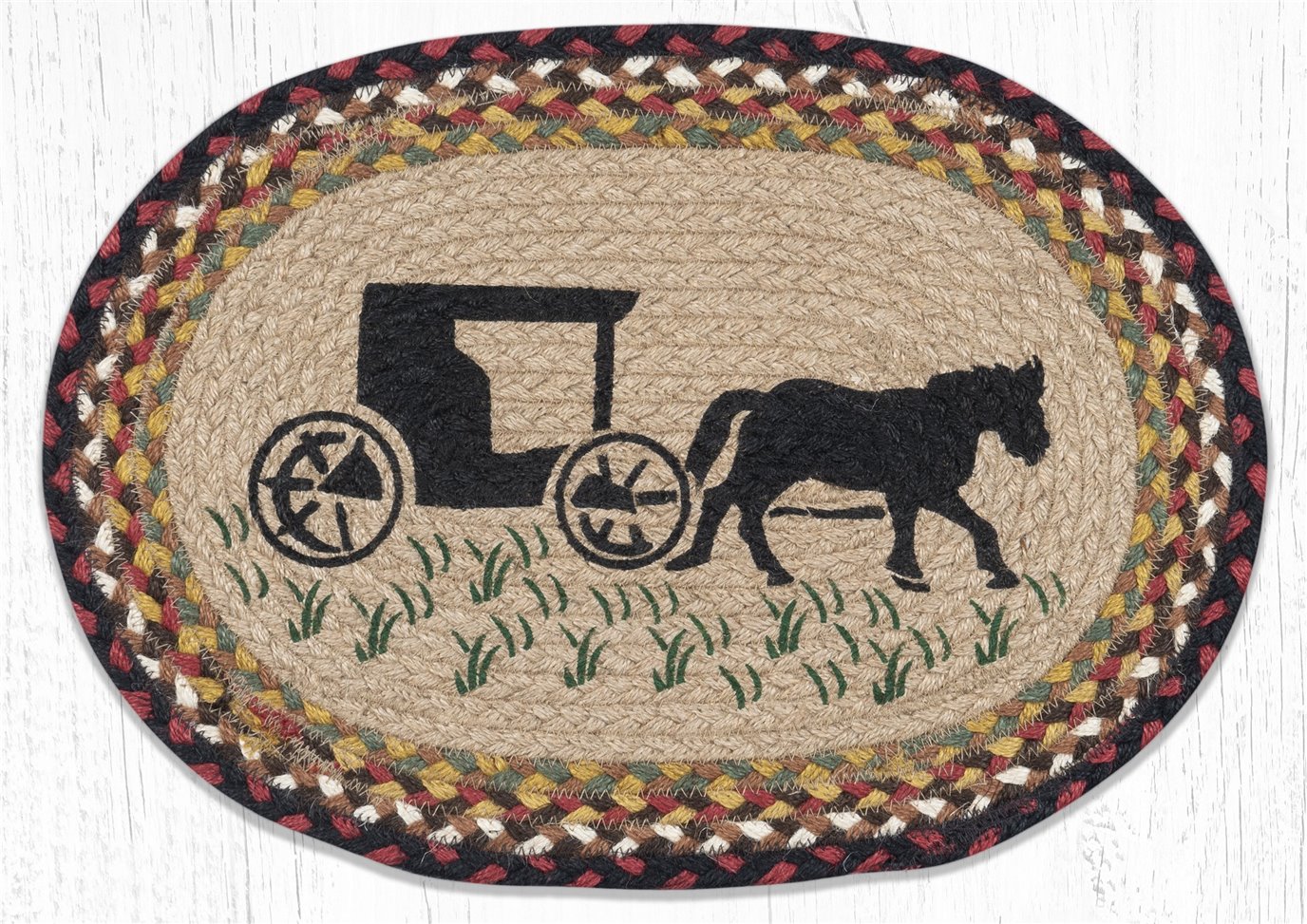 Amish Buggy Oval Braided Placemat 13"x19"