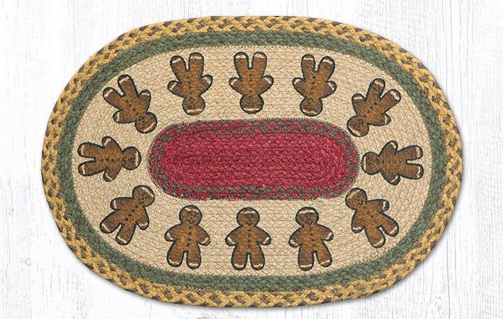 Gingerbread Men Oval Braided Placemat 13"x19"