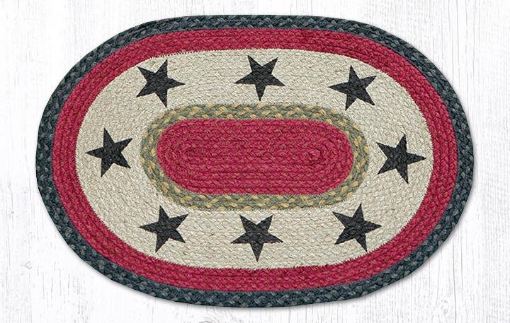 Black Stars Oval Braided Placemat 13"x19"