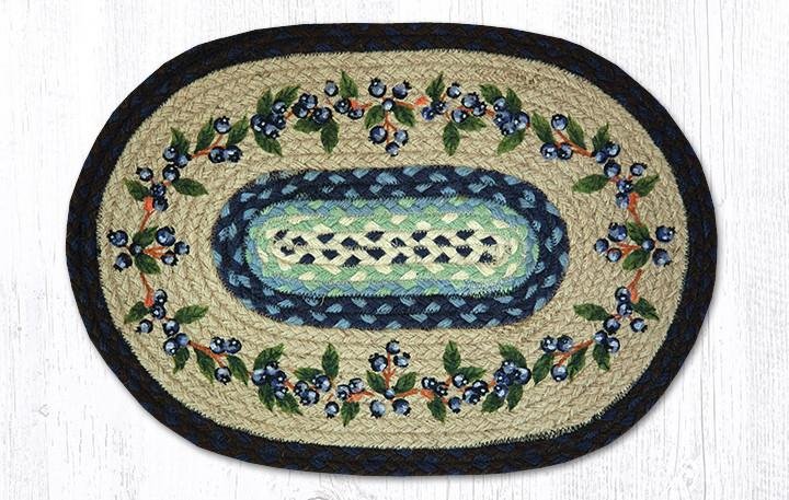 Blueberry Vine Oval Braided Placemat 13"x19"