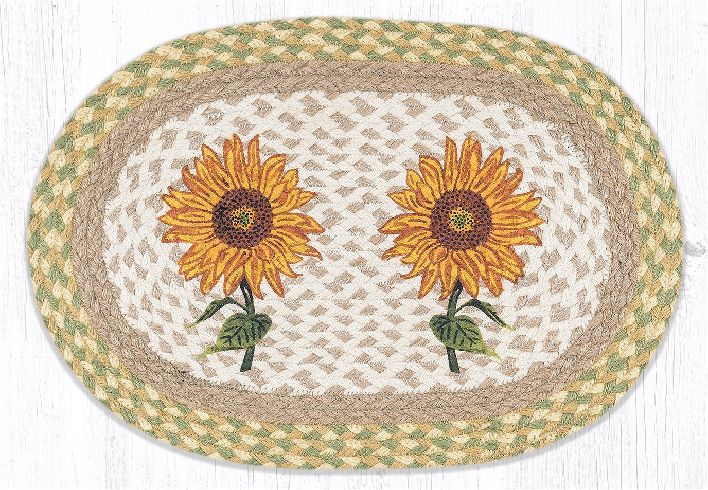 Sunflowers Oval Braided Placemat 13"x19"