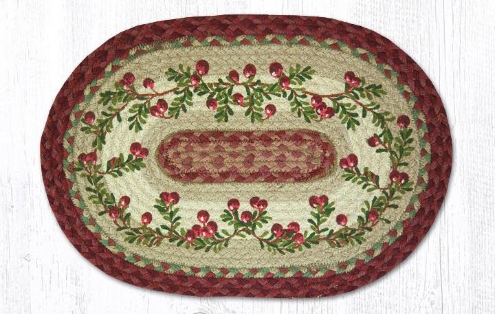 Cranberries Oval Braided Placemat 13"x19"