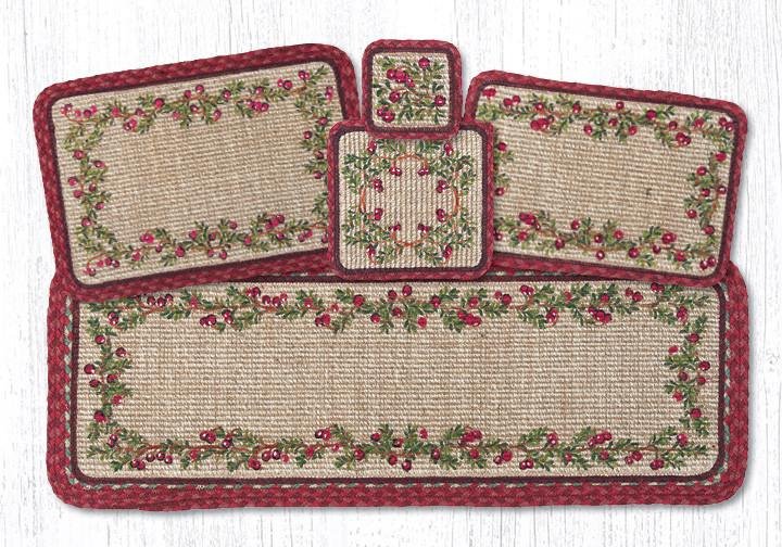Cranberries Wicker Weave Braided Placemat 13"x19"