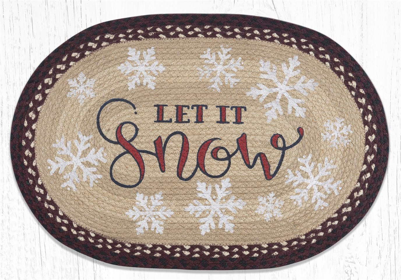 Let It Snow Oval Braided Rug 20"x30"