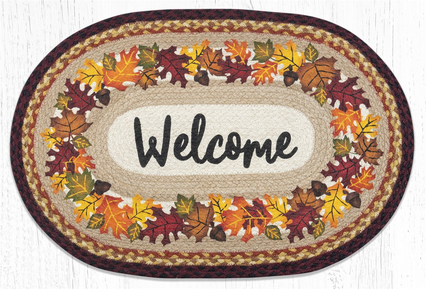 Autumn Welcome Oval Braided Rug 20"x30"