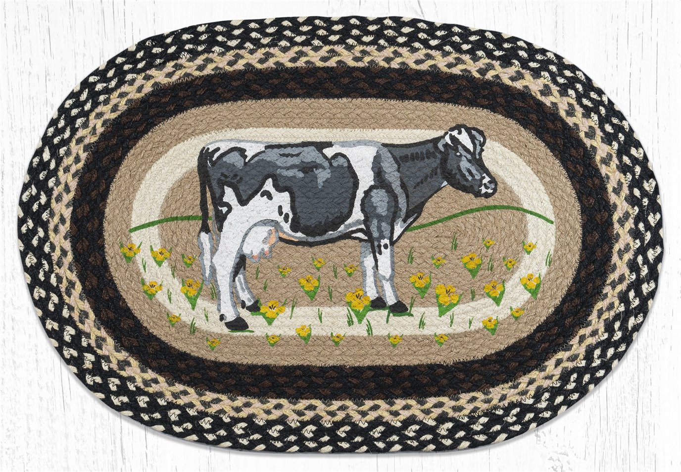 Cow In Field Oval Braided Rug 20"x30"