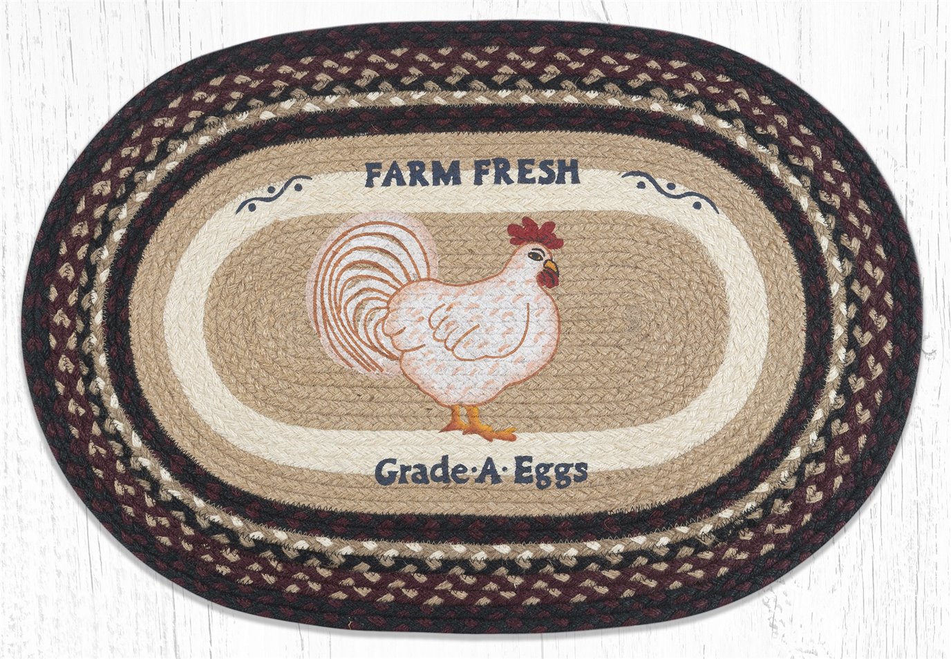 Farmhouse Chicken Oval Braided Rug 20"x30"