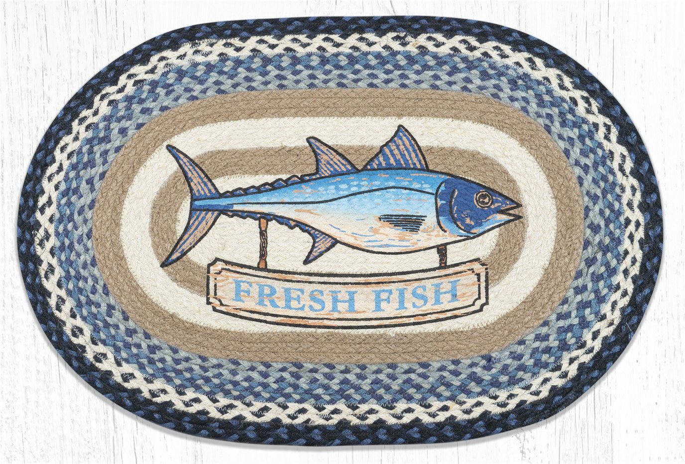 Fresh Fish Oval Braided Rug 20"x30"