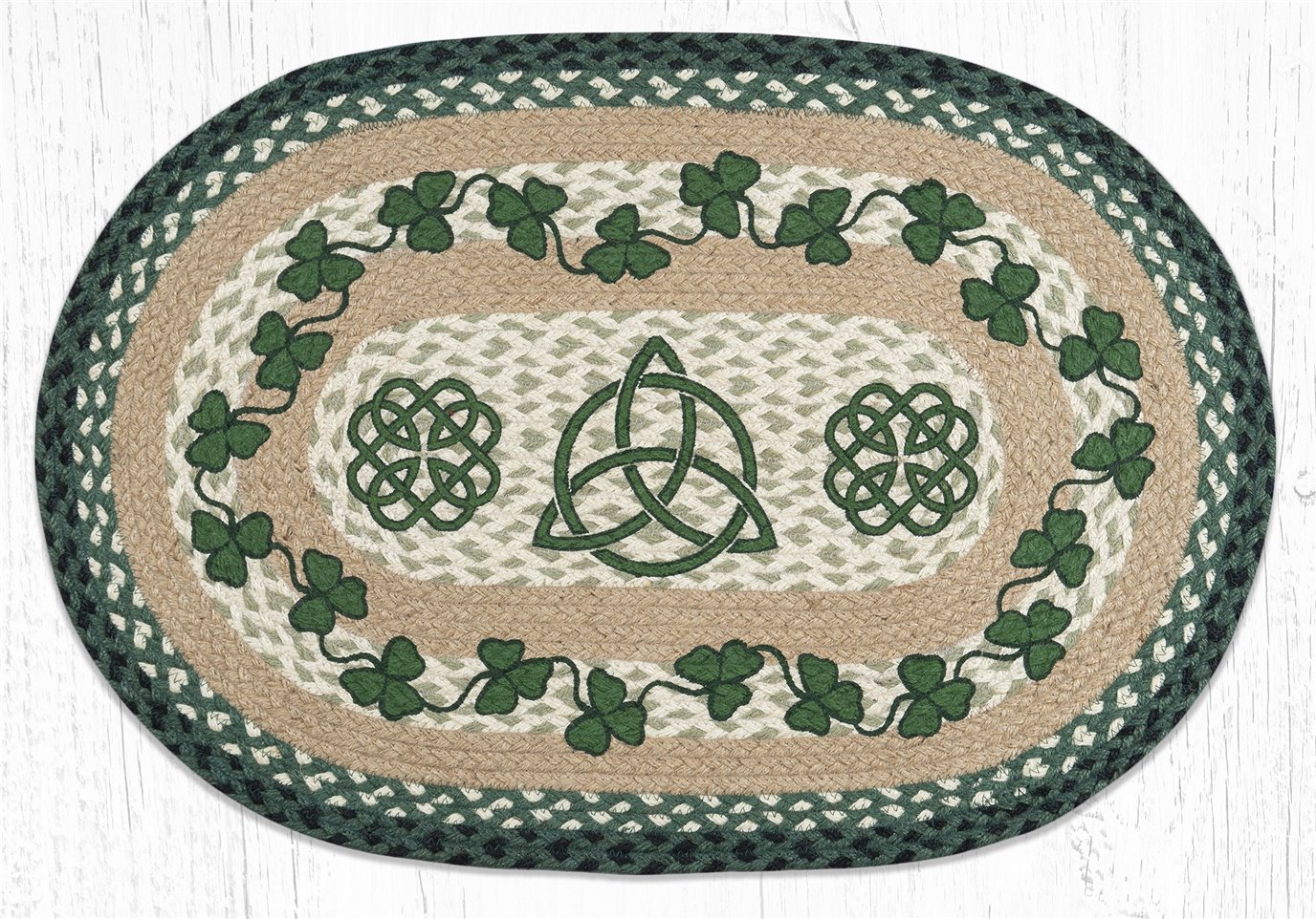 Irish Shamrock Oval Braided Rug 20"x30" by Earth Rugs